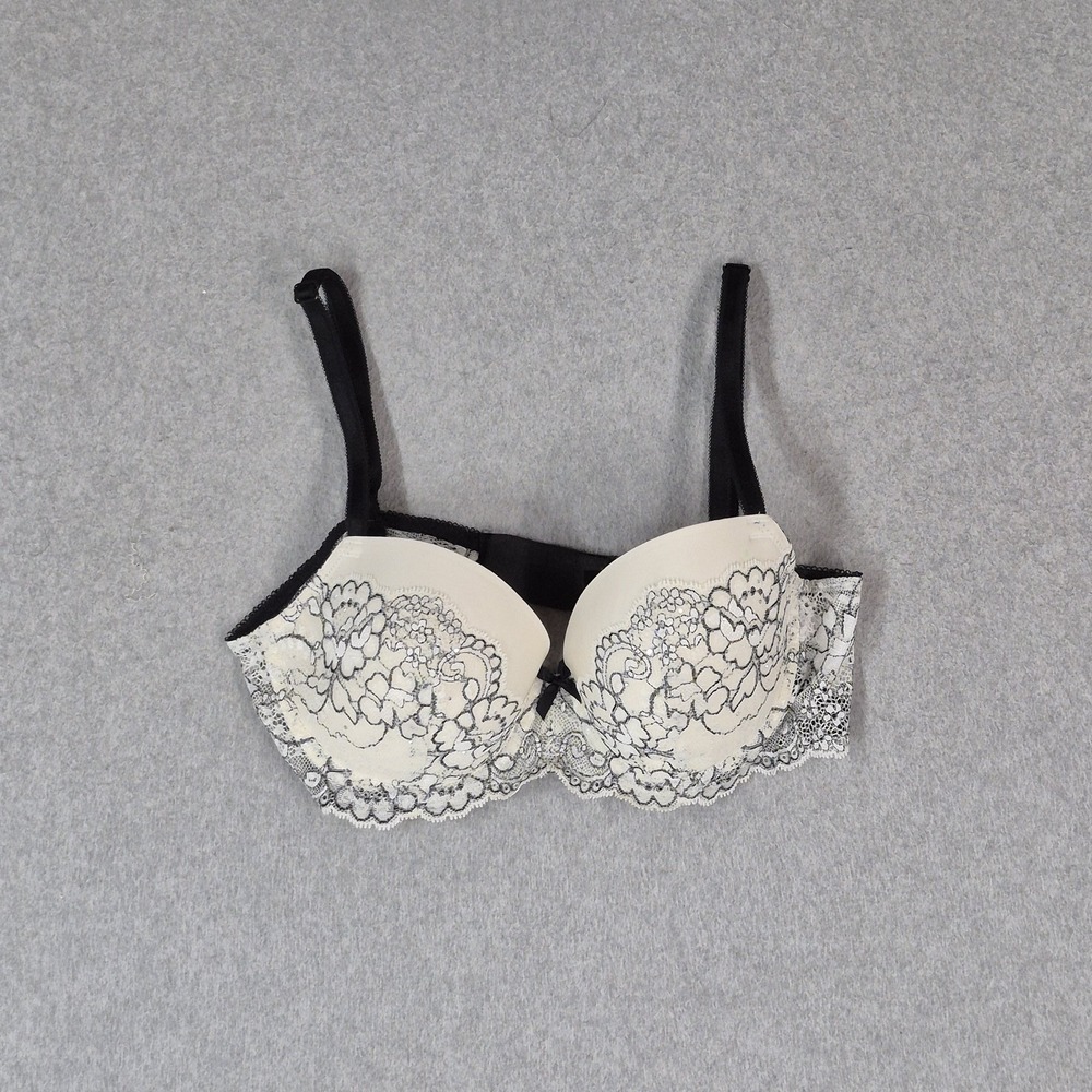 Victoria's Secret Women Bra 34C White Floral Lined Demi Dream Angels Lace